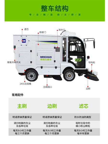 四轮扫路车MN-S1800配备240L标准巴音郭楞垃圾桶